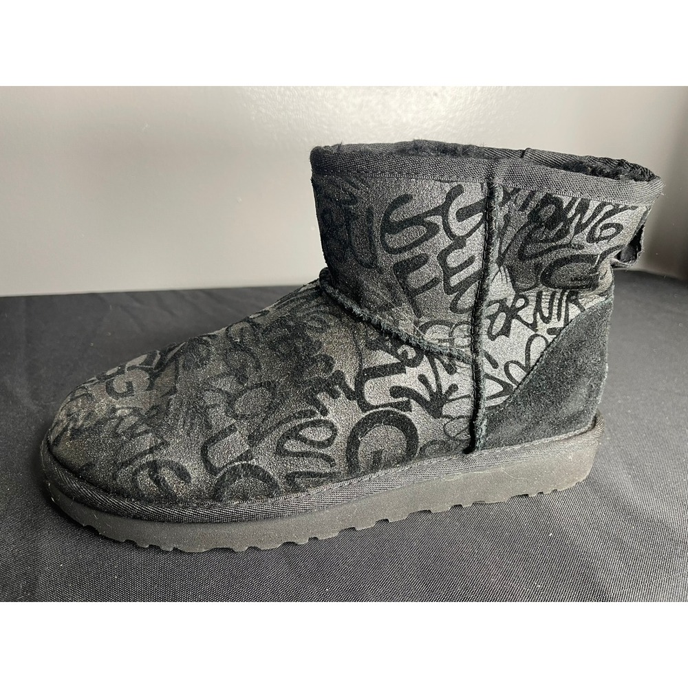 UGG Classic Mini Graffiti Black Suede Ankle Boot Single Left Shoe 1107034 Mens 8